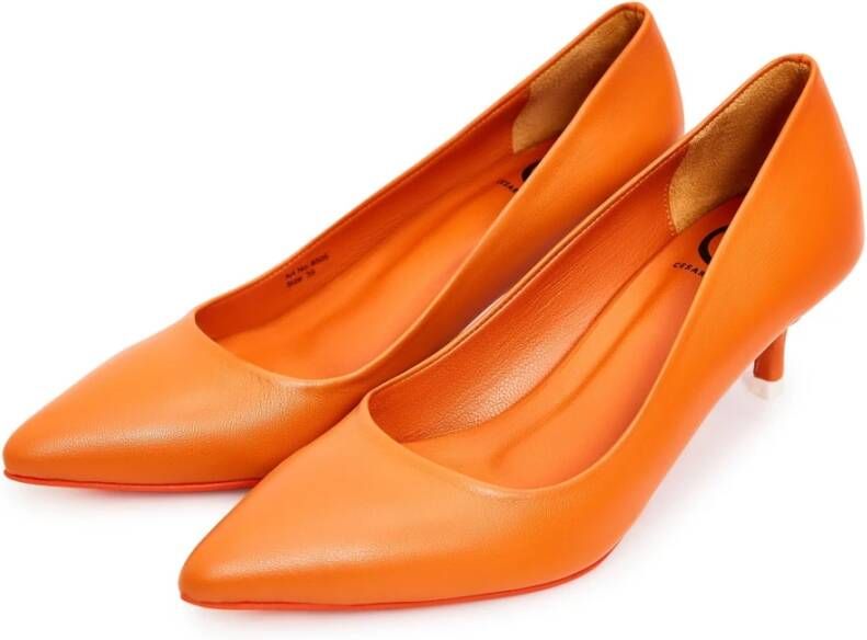 Cesare Gaspari Elegant Luxe Pumps Orange Dames