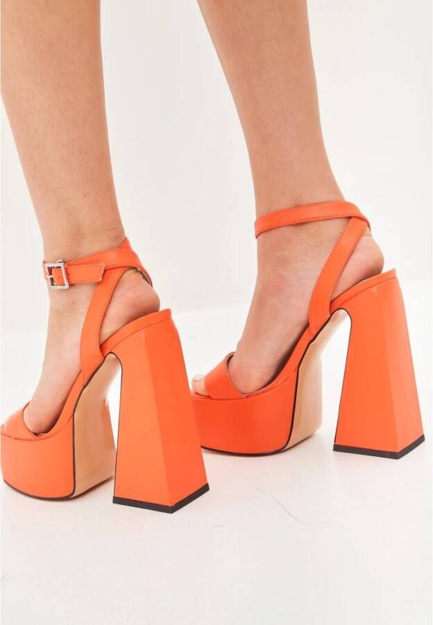 Cesare Gaspari Elegant Orange High-Heeled Sandals Orange Dames