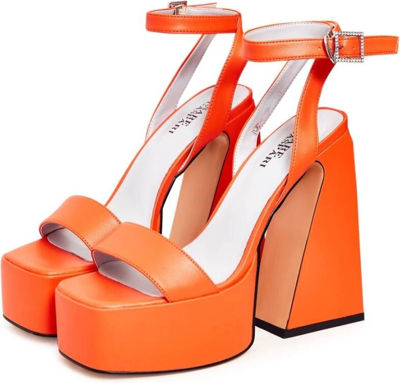 Cesare Gaspari Elegant Orange High-Heeled Sandals Orange Dames