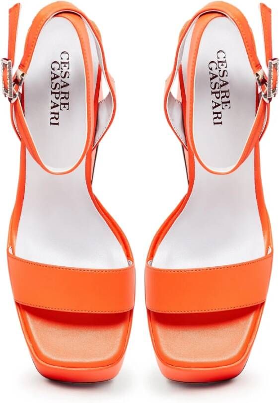 Cesare Gaspari Elegant Orange High-Heeled Sandals Orange Dames