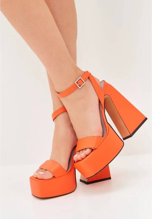 Cesare Gaspari Elegant Orange High-Heeled Sandals Orange Dames