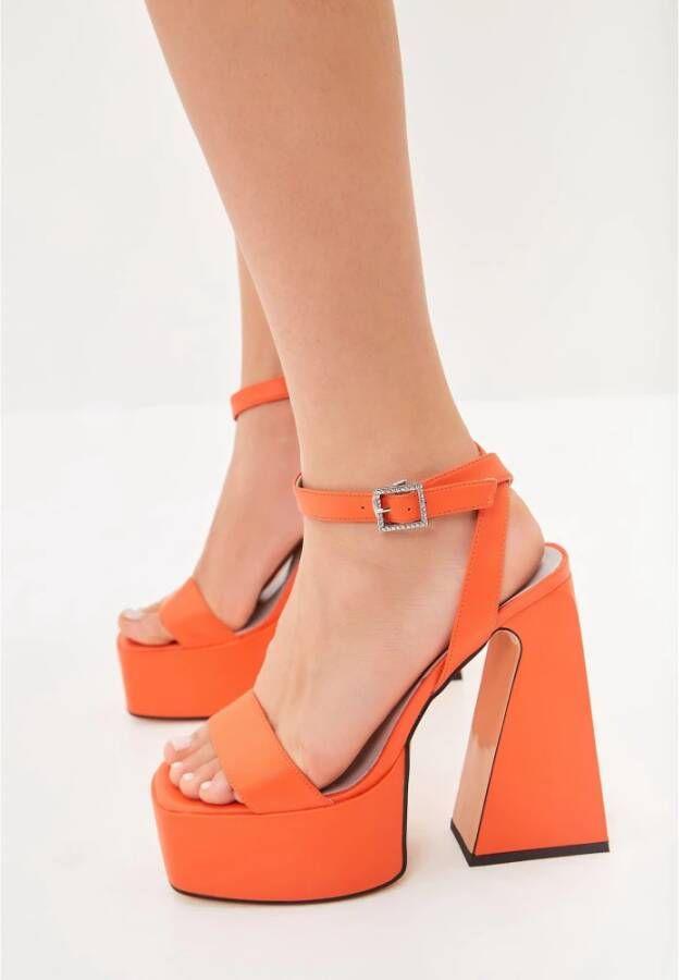 Cesare Gaspari Elegant Orange High-Heeled Sandals Orange Dames