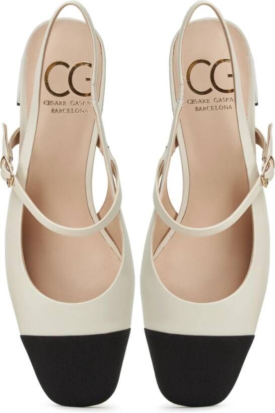 Cesare Gaspari Elegant Slingback Block Heels Pumps Beige Dames