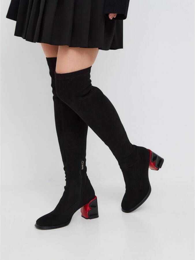 Cesare Gaspari Elegant Suede Over-the-Knee Boots Black Dames