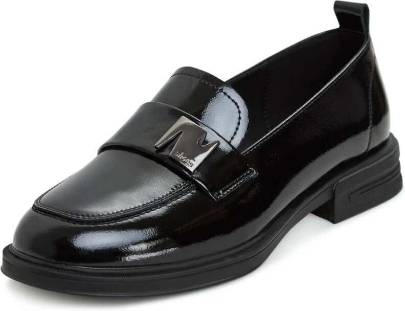 Cesare Gaspari Elegante Block Heels Loafers Zwart Black Dames