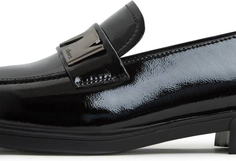 Cesare Gaspari Elegante Block Heels Loafers Zwart Black Dames