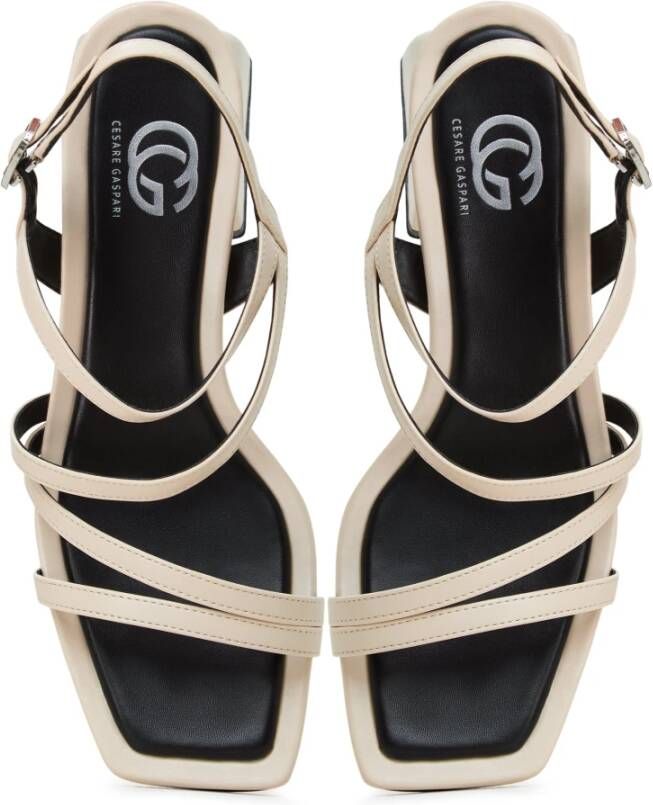 Cesare Gaspari Elegante Block Heels Sandalen Beige Dames