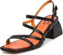 Cesare Gaspari Elegante Block Heels Sandalen Zwart Black Dames - Thumbnail 7