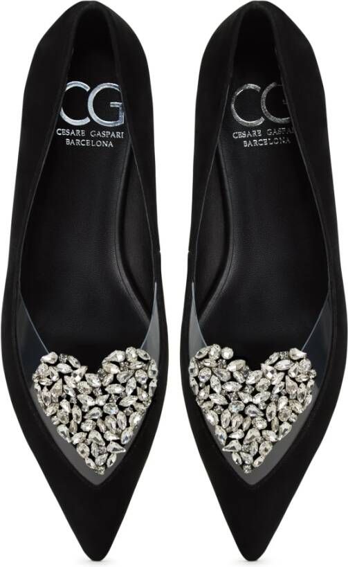 Cesare Gaspari Elegante Flat Sole Ballerinas Zwart Black Dames