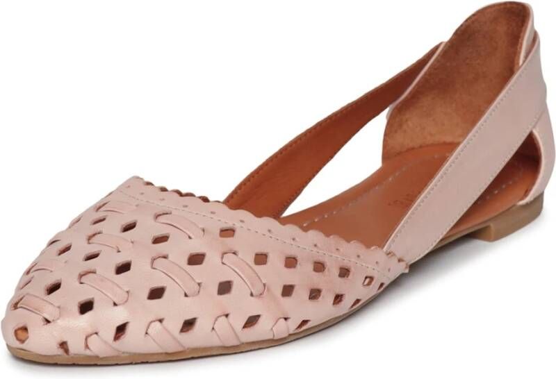 Cesare Gaspari Elegante Leren Ballerina's Beige Dames