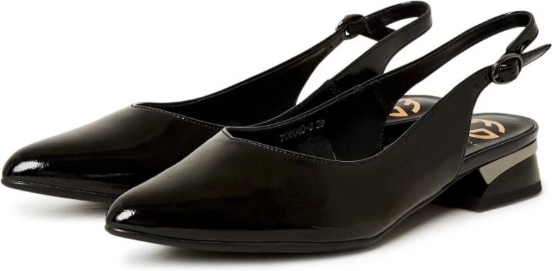 Cesare Gaspari Elegante Slingback Ballerina's Zwart Black Dames