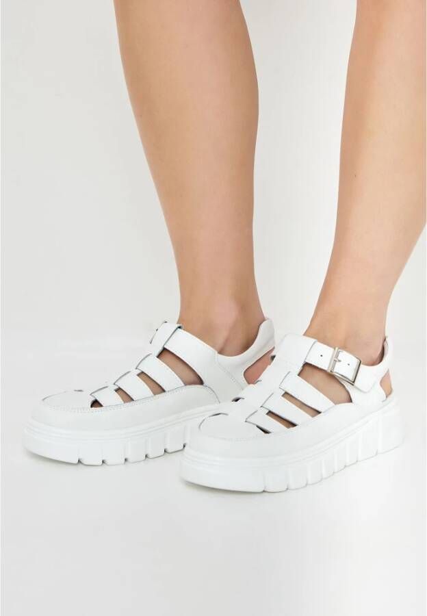 Cesare Gaspari Elegante Urban Platform Sandalen White Dames