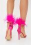 Cesare Gaspari Elegante Zwarte Gevederde Enkelband Luxe Hoge Hak Sandalen Fushia Pink Dames - Thumbnail 8