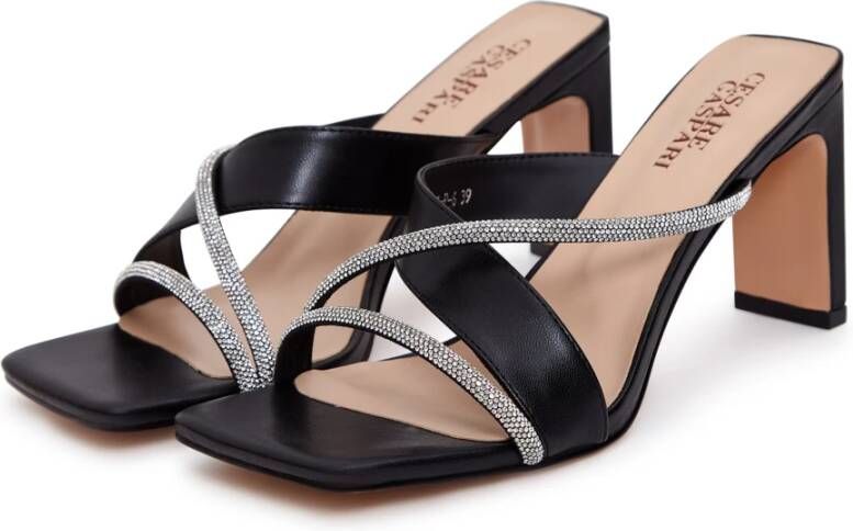 Cesare Gaspari Elegante Zwarte Hoge Hakken Sandalen Black Dames