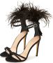 Cesare Gaspari Elegante Zwarte Veren Enkelband Luxe Hoge Hak Sandalen Black Dames - Thumbnail 3