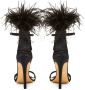 Cesare Gaspari Elegante Zwarte Veren Enkelband Luxe Hoge Hak Sandalen Black Dames - Thumbnail 9