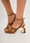 Cesare Gaspari Evelyn Blokhak Sandalen Beige Dames - Thumbnail 9