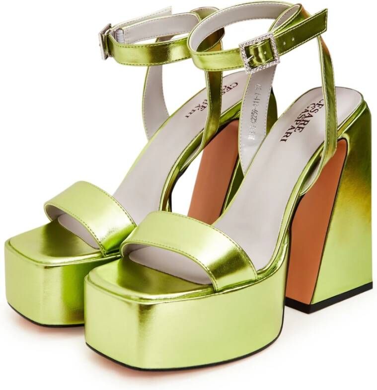 Cesare Gaspari Verhoogde Elegantie Sandalen Geel Green Dames