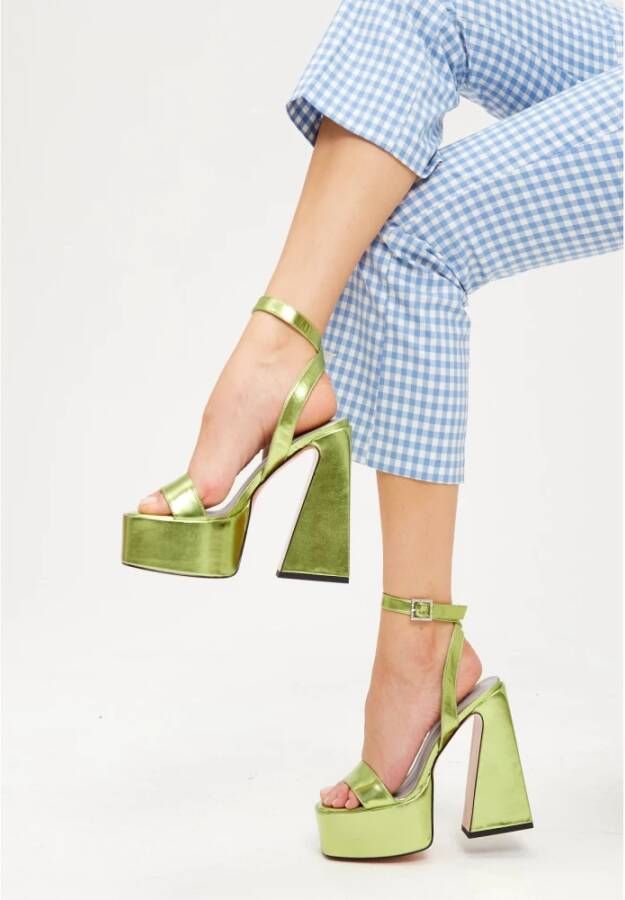 Cesare Gaspari Verhoogde Elegantie Sandalen Geel Green Dames