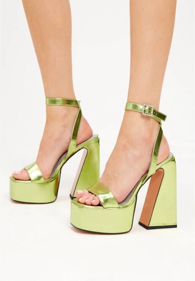 Cesare Gaspari Verhoogde Elegantie Sandalen Geel Green Dames