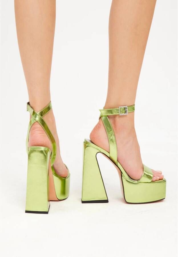 Cesare Gaspari Verhoogde Elegantie Sandalen Geel Green Dames