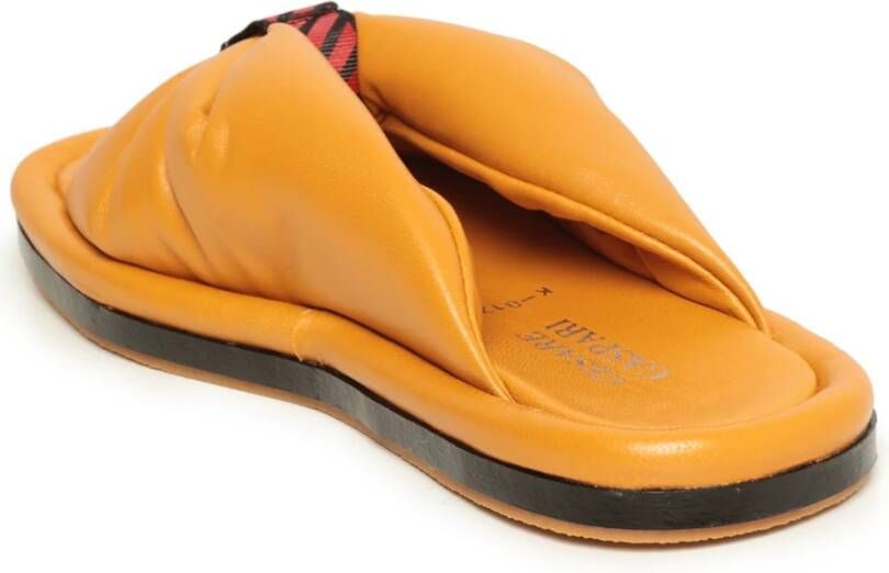 Cesare Gaspari Gele platte zool sandalen Yellow Dames