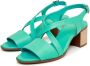 Cesare Gaspari Groene Blokhak Leren Sandalen Green Dames - Thumbnail 3