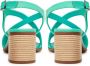 Cesare Gaspari Groene Blokhak Leren Sandalen Green Dames - Thumbnail 8