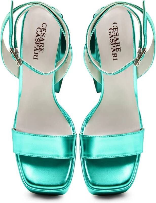 Cesare Gaspari Groene hooggehakte elegante sandalen Green Dames