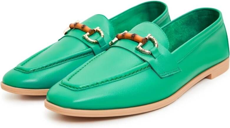 Cesare Gaspari Groene leren loafers Green Dames