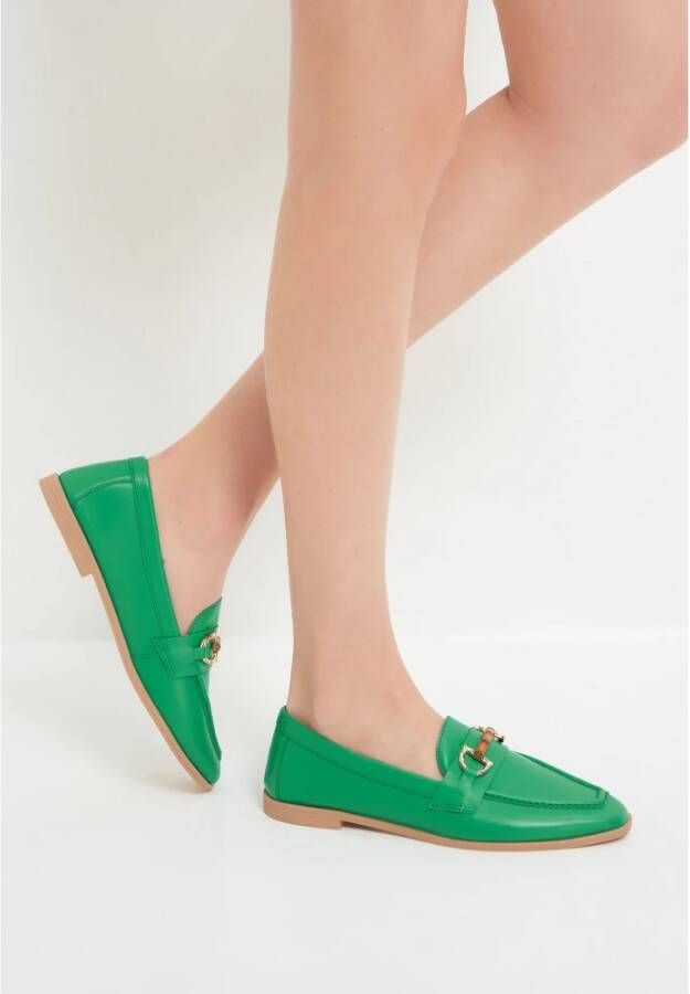 Cesare Gaspari Groene leren loafers Green Dames