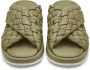 Cesare Gaspari Groene Leren Open Teen Sandalen Green Dames - Thumbnail 5