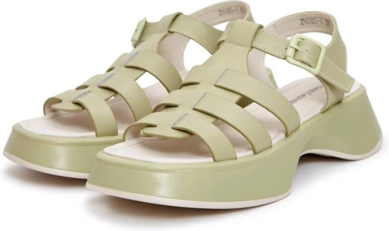 Cesare Gaspari Groene Leren Plateau Sandalen Joanna Green Dames