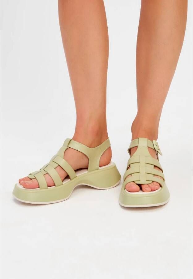 Cesare Gaspari Groene Leren Plateau Sandalen Joanna Green Dames