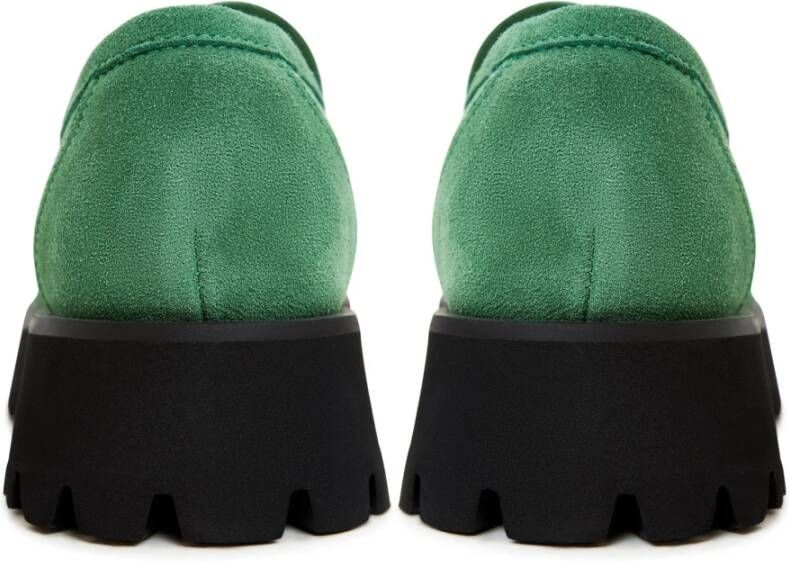 Cesare Gaspari Groene Platform Loafers met Kwast Details Green Dames