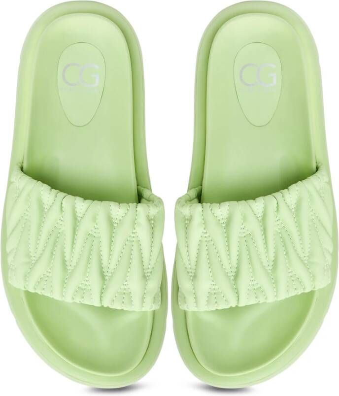 Cesare Gaspari Groene Platform Slippers Green Dames