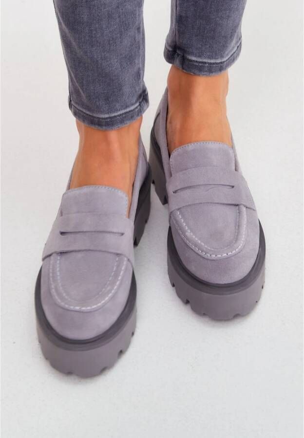 Cesare Gaspari Instap Suède Loafers Grijs Gray Dames