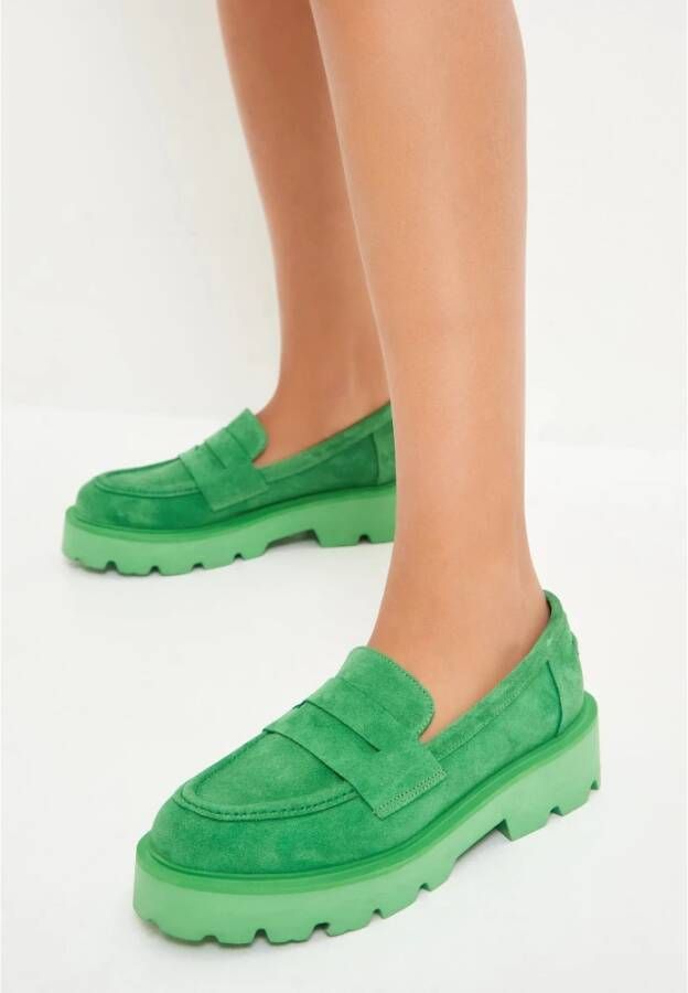 Cesare Gaspari Instap Suède Loafers Groen Green Dames