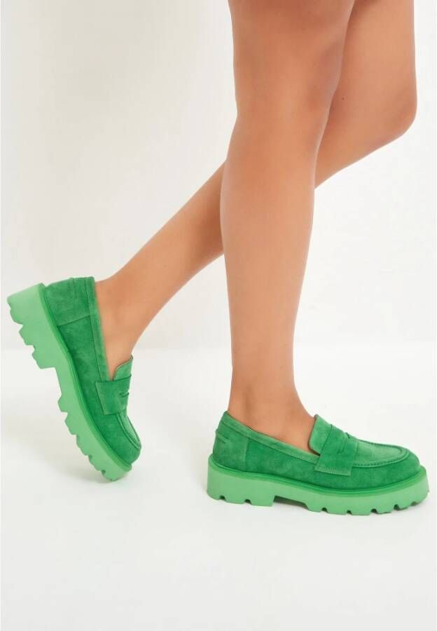 Cesare Gaspari Instap Suède Loafers Groen Green Dames