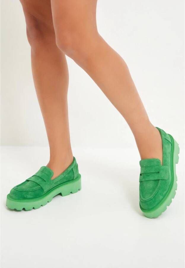 Cesare Gaspari Instap Suède Loafers Groen Green Dames