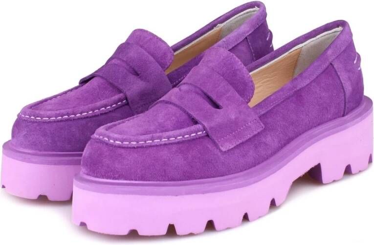 Cesare Gaspari Instap Suède Loafers Violet Purple Dames