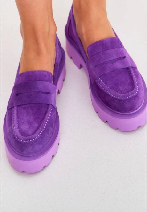 Cesare Gaspari Instap Suède Loafers Violet Purple Dames