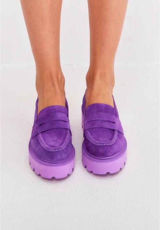 Cesare Gaspari Instap Suède Loafers Violet Purple Dames