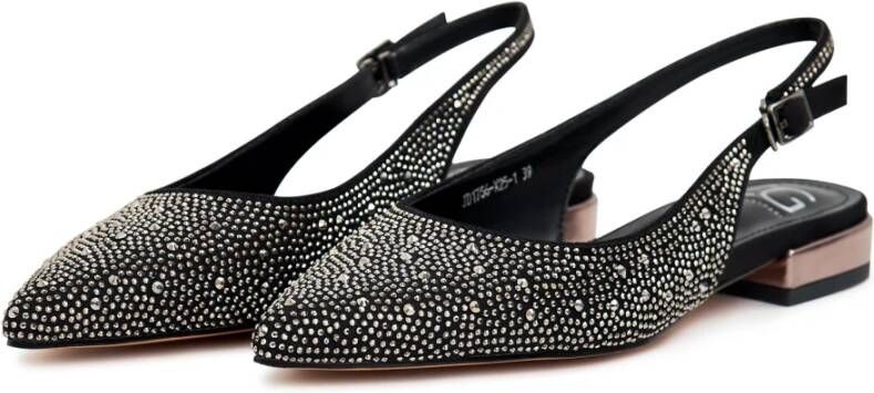 Cesare Gaspari Jewel Slingback Ballet Pumps Black Dames