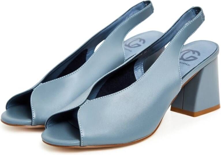 Cesare Gaspari Klassieke Blokhak Leren Sandalen Blue Dames