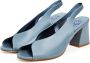 Cesare Gaspari Klassieke Blokhak Leren Sandalen Blue Dames - Thumbnail 2