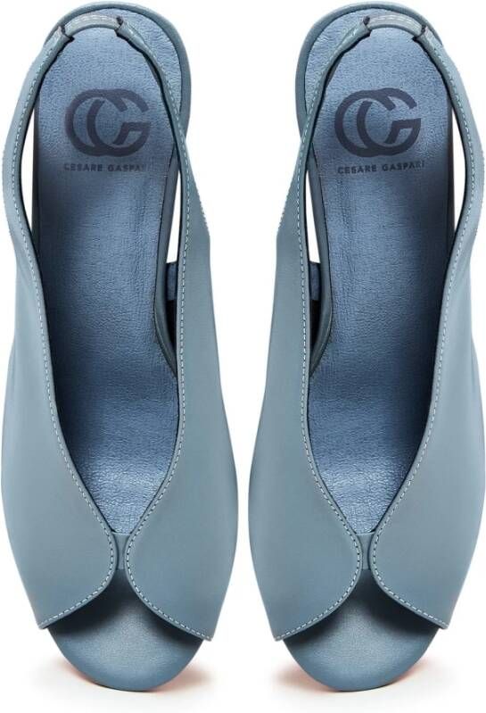 Cesare Gaspari Klassieke Blokhak Leren Sandalen Blue Dames