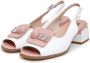 Cesare Gaspari Klassieke Blokhak Leren Sandalen White Dames - Thumbnail 3