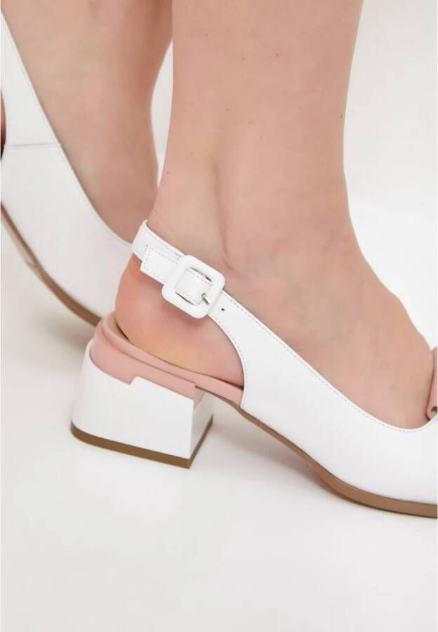 Cesare Gaspari Klassieke Blokhak Leren Sandalen White Dames