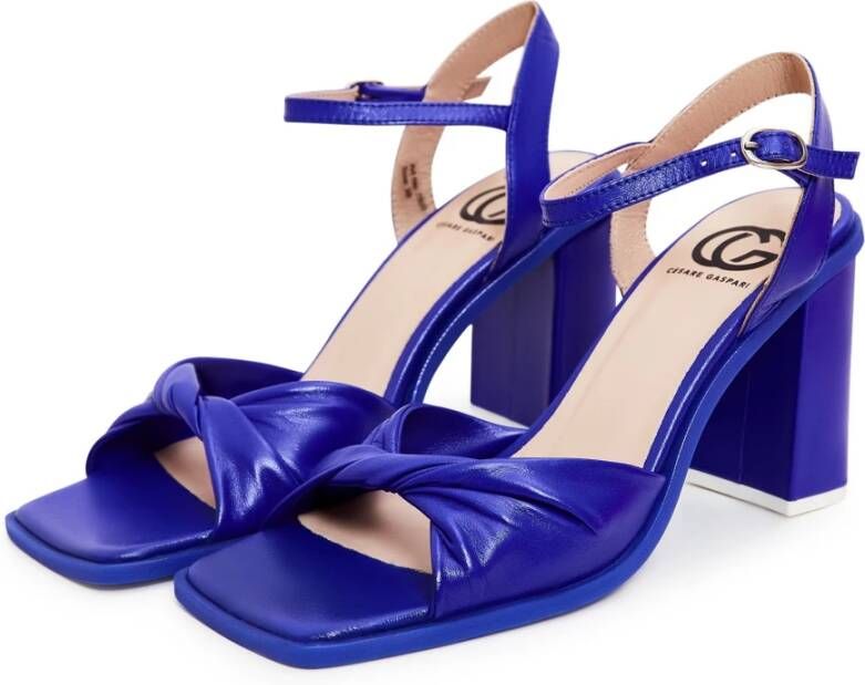 Cesare Gaspari Klassieke Blokhak Sandalen Blauw Blue Dames